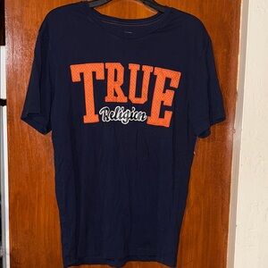 True Religion Dark Blue Tee with Orange Accents